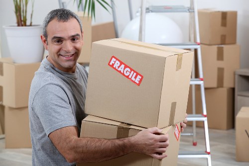 Household items arranged for a West Hampstead move