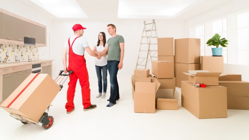 Professional office movers handling furniture and equipment in Westhampstead