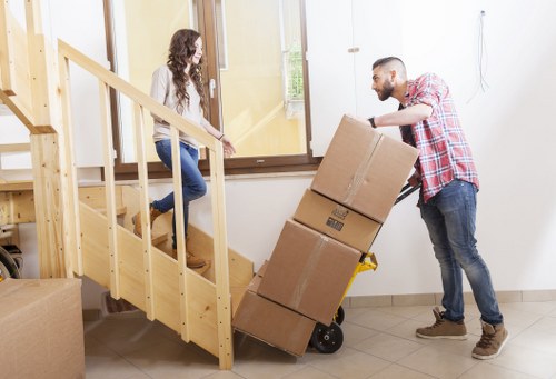 Prepared moving boxes for house removals in Westhampstead