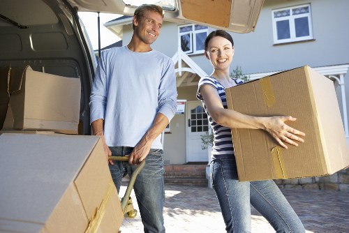 Commercial moving team handling office furniture in Westhampstead